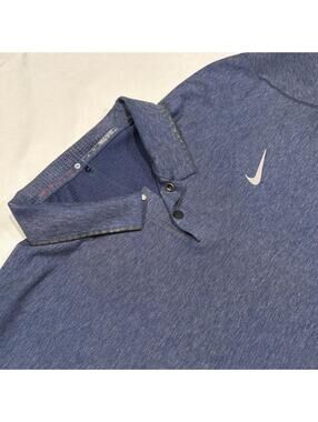 Nike Tiger Woods Collection Golf Polo Shirt Mens XL Blue Dri-Fit Heathered
